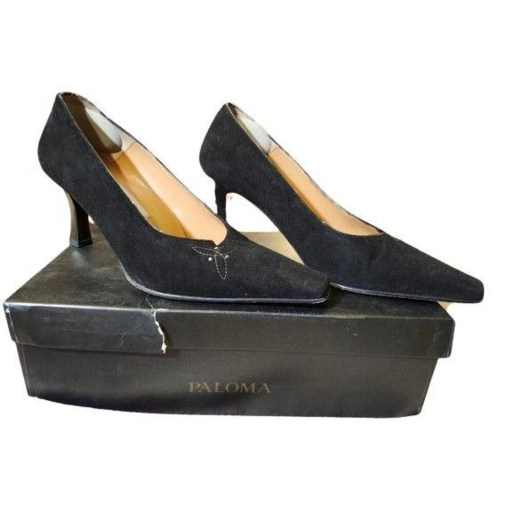 C5 Vintage Melluso Women's Made In Italy Black Suede Leather Shoes Size 6.5